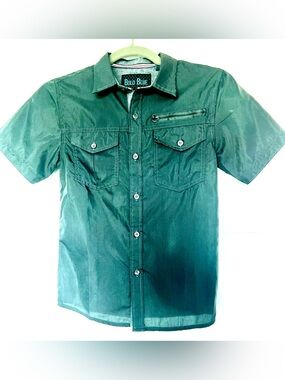 Bold Blue Boys Short Sleeve Button Down Shirt Size 7